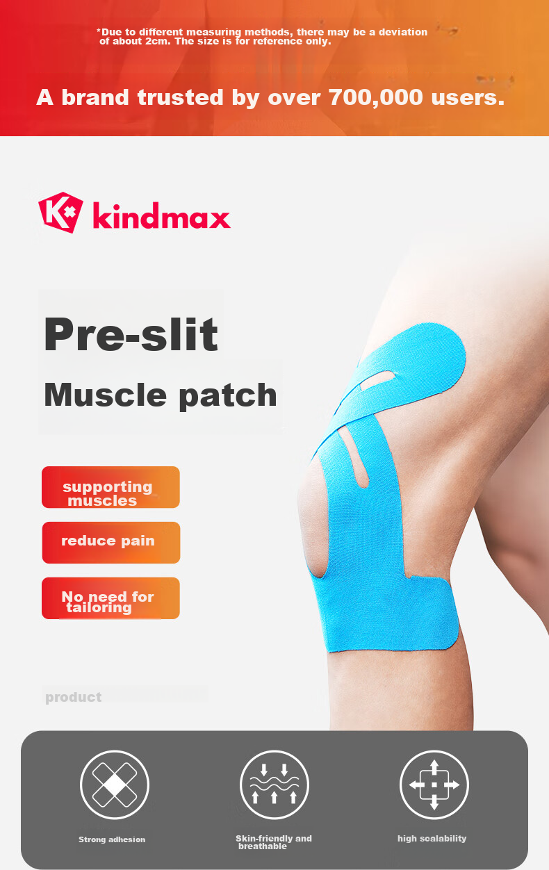 Kangmashi Muscle Tape for Marathon Running, Professional Athlete Kinesiology Tape for Knee And Ankle Support, Pre-Cut Muscle Inner Tape 1