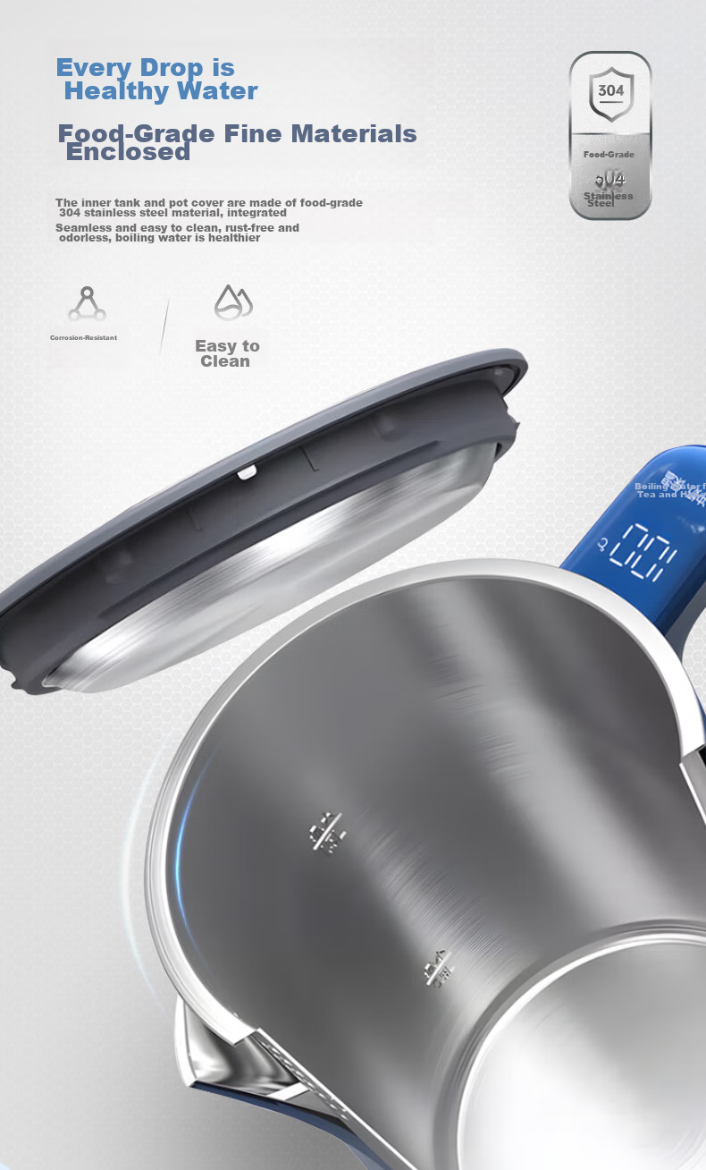 Morphyrichards Soft Sound Electric Kettle, Water Boiler, Hot Water Kettle, Household Constant Temperature Insulated Kettle, 1.5L Stainless Steel 304 Double-Layer Anti-Scalding Real-Time Temperature Display Kettle MR6071 White 16