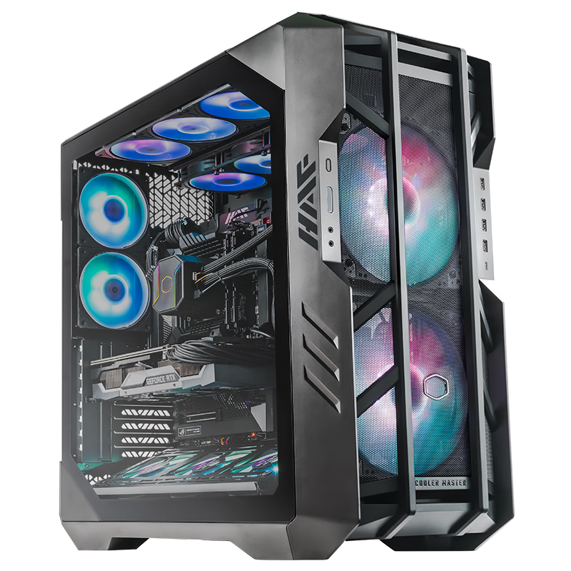 CoolerMaster HAF700 EATX Full Tower Computer Case, Supports 480mm Radiator Cooling, 15x Fan Positions, 9x SSD Bays, Tool-Free Installation, Supports 4090 GPU
