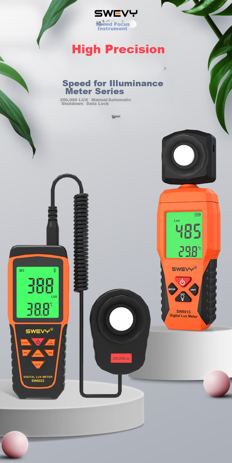 Suwei Illuminance Meter, Light Meter, Illuminometer, Brightness And Illuminance Tester, Light Meter SW6013 1