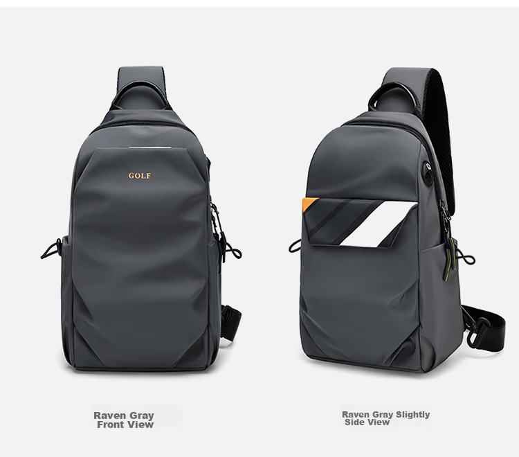 GOLF Chest Bag for Men, Contrasting Color Shoulder Crossbody Bag, Casual Phone And IPad Bag, Multi-Compartment Sports Small Backpack, Running Pack 25