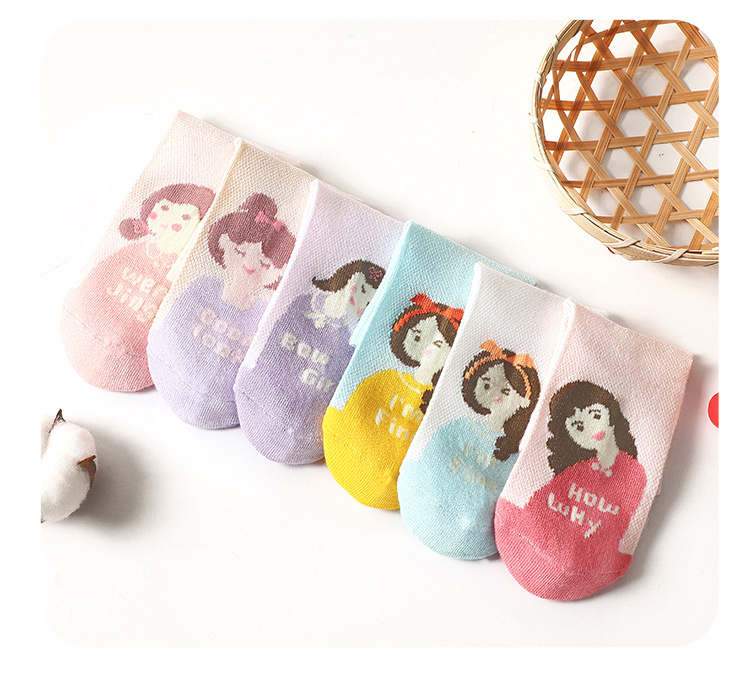 LangSha Children's Socks, Girls' Spring And Summer Thin Mesh Elastic Comfortable Mid-Calf Cotton Socks, for Older Children, Short Socks, 6 Pairs 10