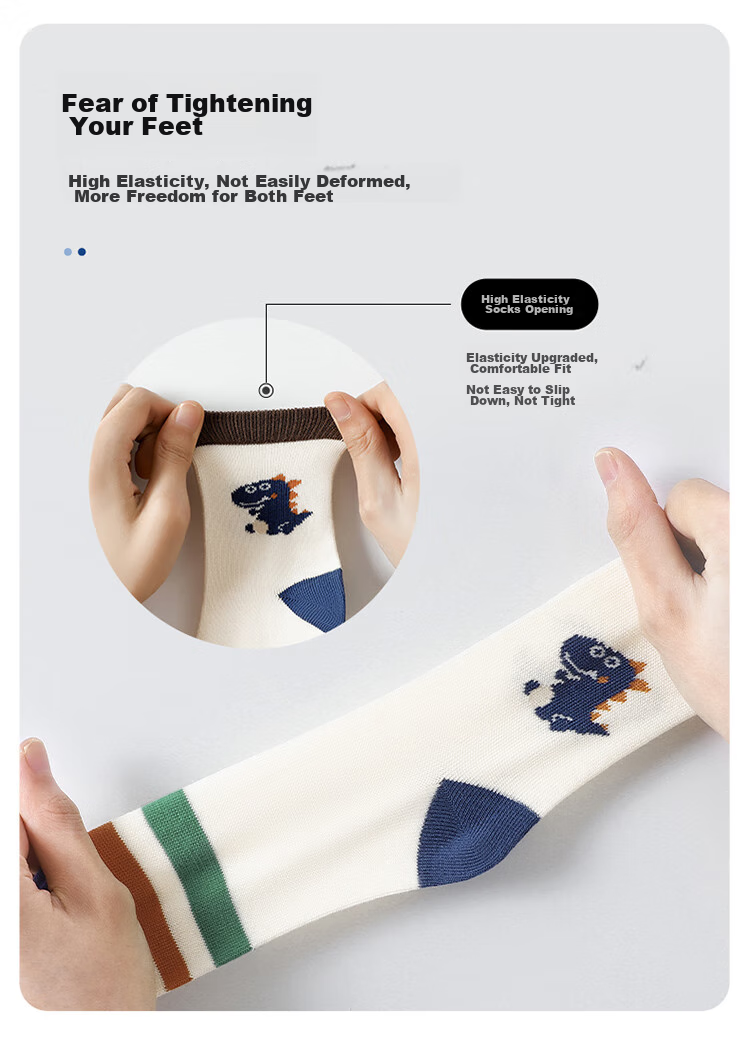 Bingxuemumian Children's Socks for Boys, Mid-Calf Cotton Socks for Autumn And Winter, 6 Pairs, for Small to Big Kids, Boys' Casual Short Socks for Spring And Fall, All Seasons 7