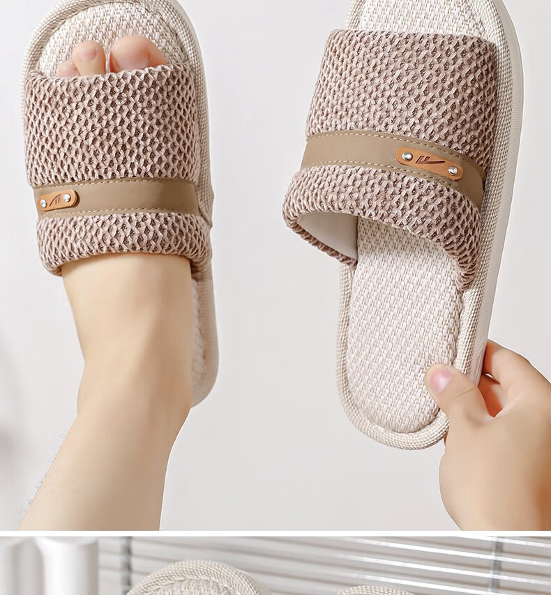 Huili Linen Slippers for Men And Women, Sweat-Absorbing And Breathable Home Shoes, Indoor All-Season Floor Slippers HL0215 Pink Size 40-41 30