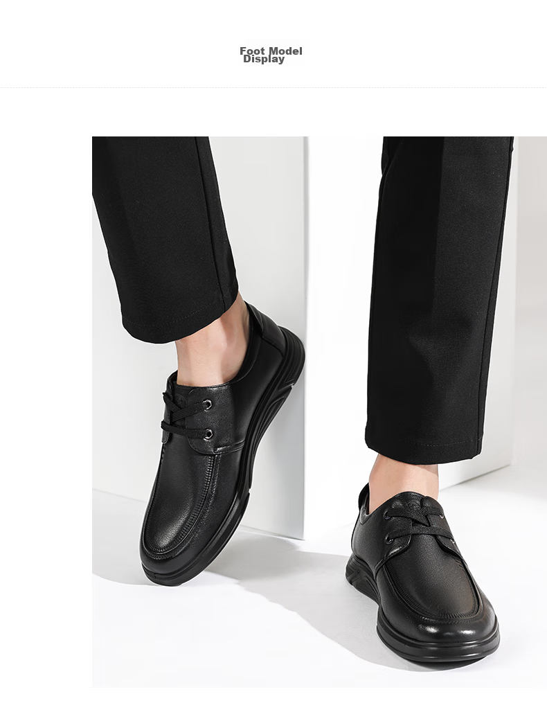 LAORENTOU Men's Leather Shoes, Spring And Autumn Business Casual Shoes, Top-Layer Cowhide Lace-Up Wear-Resistant Non-Slip Men's Shoes LA12049 Black 42 17