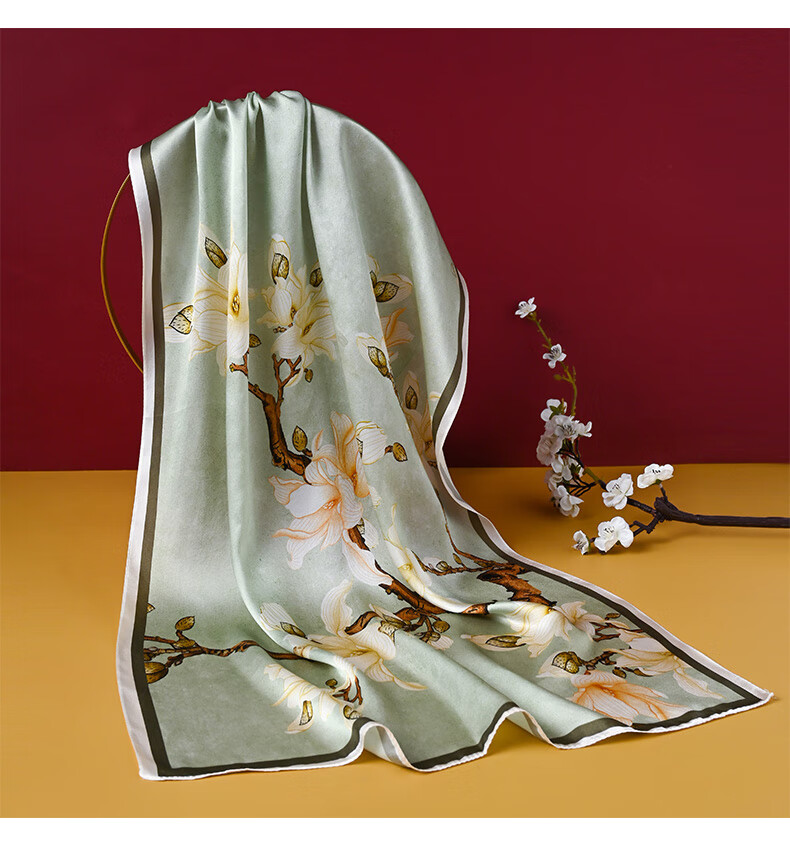 Hangsilu Silk Scarf, Women's Brooch Set, Shawl, Mulberry Silk, Birthday Gift, High-End Mid-Autumn Festival Gift for Mom, Wife, Elders 7