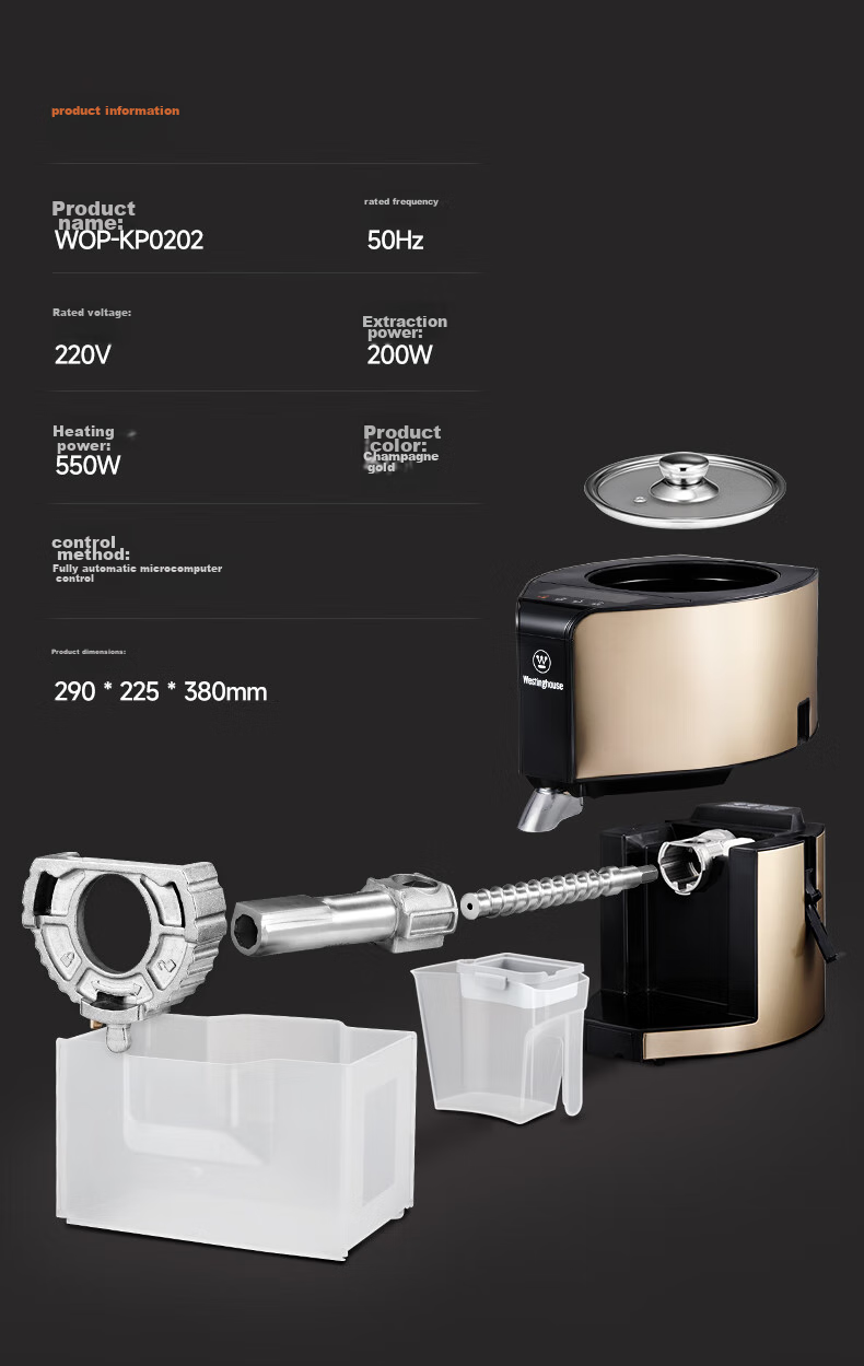 Westinghouse Automatic Home Vegetable Oil Press, Intelligent Cold And Hot Dual-Press Small Stainless Steel Oil Extractor WOP-KP0202 22