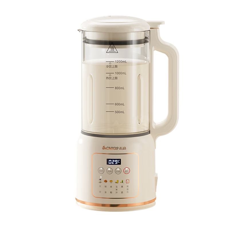 CHIGO Blender, Home Soy Milk Maker, Quiet Automatic No-Cook Multi-Grain Machine for 2-3 People, Multifunctional with Timer And Heating Function, Filter-Free 1.2L Juicer for Fruits And Baby Food LD-D21