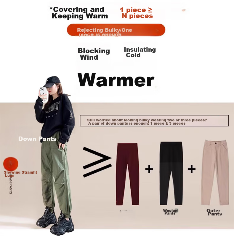 LangSha Women's Workwear down Pants [26 Autumn And Winter New Arrival], Outer Wear White Duck Down Pants, Cold-Resistant Cotton Pants, Northeast Extra Thick Warm Pants 19