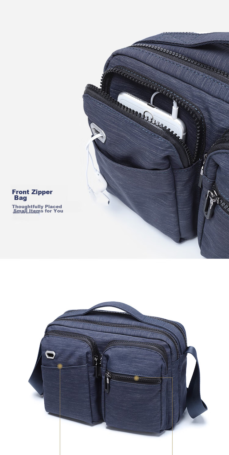 GOLF Nylon Shoulder Bag, Large Capacity Messenger Bag for Men, Multifunctional Crossbody Bag, Model 5I396466J, Blue-Gray Color 11
