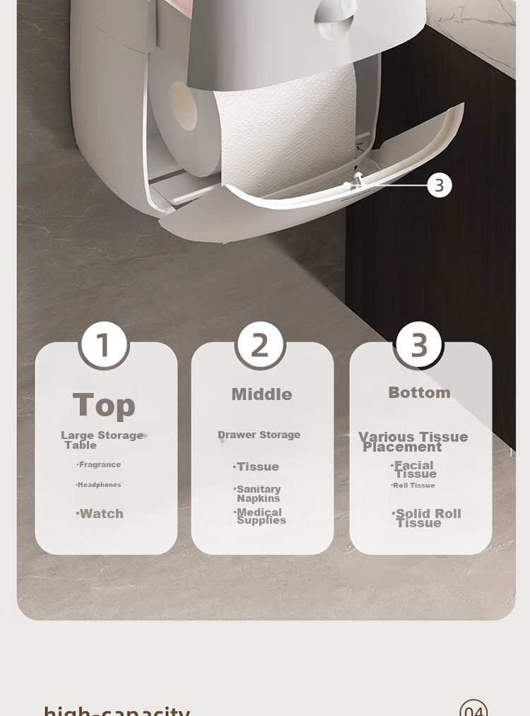 Ecoco Double-Layer Large Capacity Bathroom Tissue Box Storage, Wall-Mounted High-End Waterproof Toilet Paper Holder 6