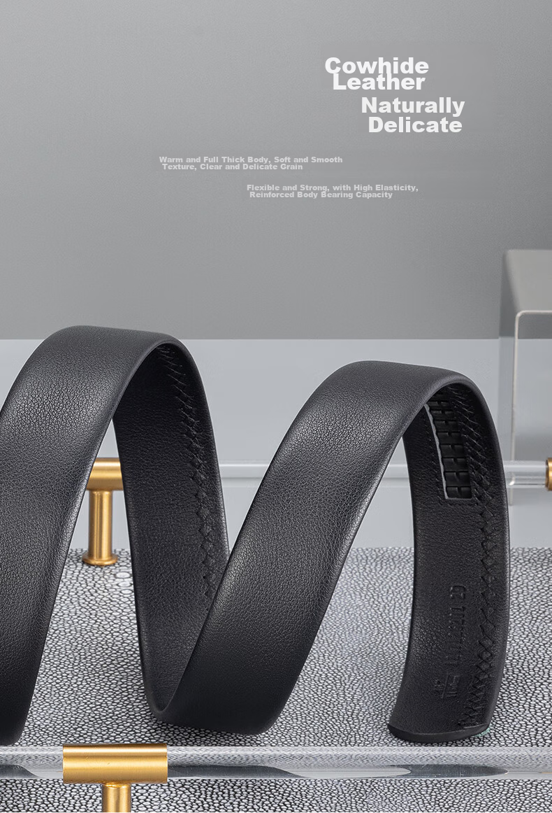 Aokang Men's Automatic Buckle Belt, Business Waistband, Top-Grain Leather Gift Box, Trouser Belt, Birthday Gift for Husband 6