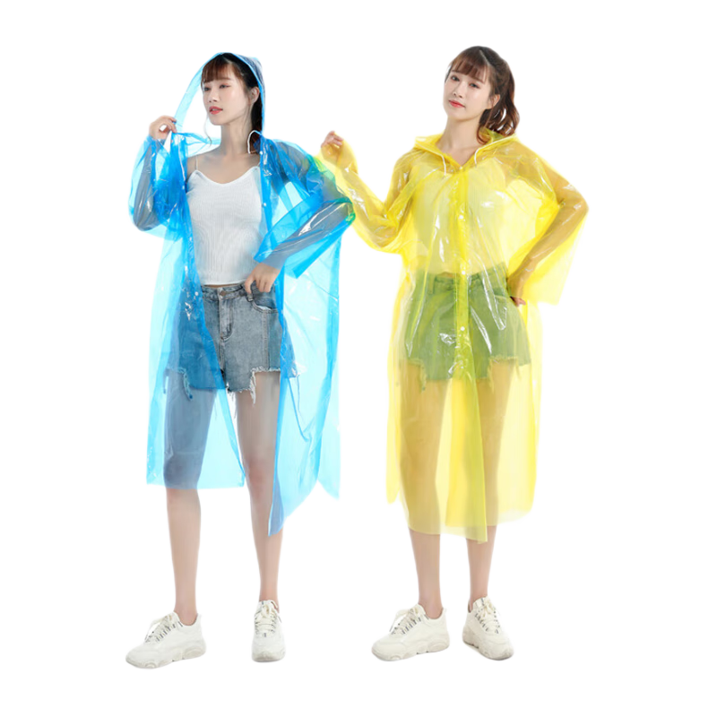 Xinqin Disposable Raincoat for Adults with Hood, Rope Buckle, Travel Outdoor Rainwear, Disposable Poncho, 6 Pieces in Random Colors