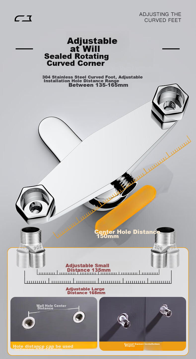 KEGOO Brass Shower Faucet Set, Hot And Cold Mixing Valve Concealed Installation Shower Head Switch Bathroom Rain Shower K211107 8