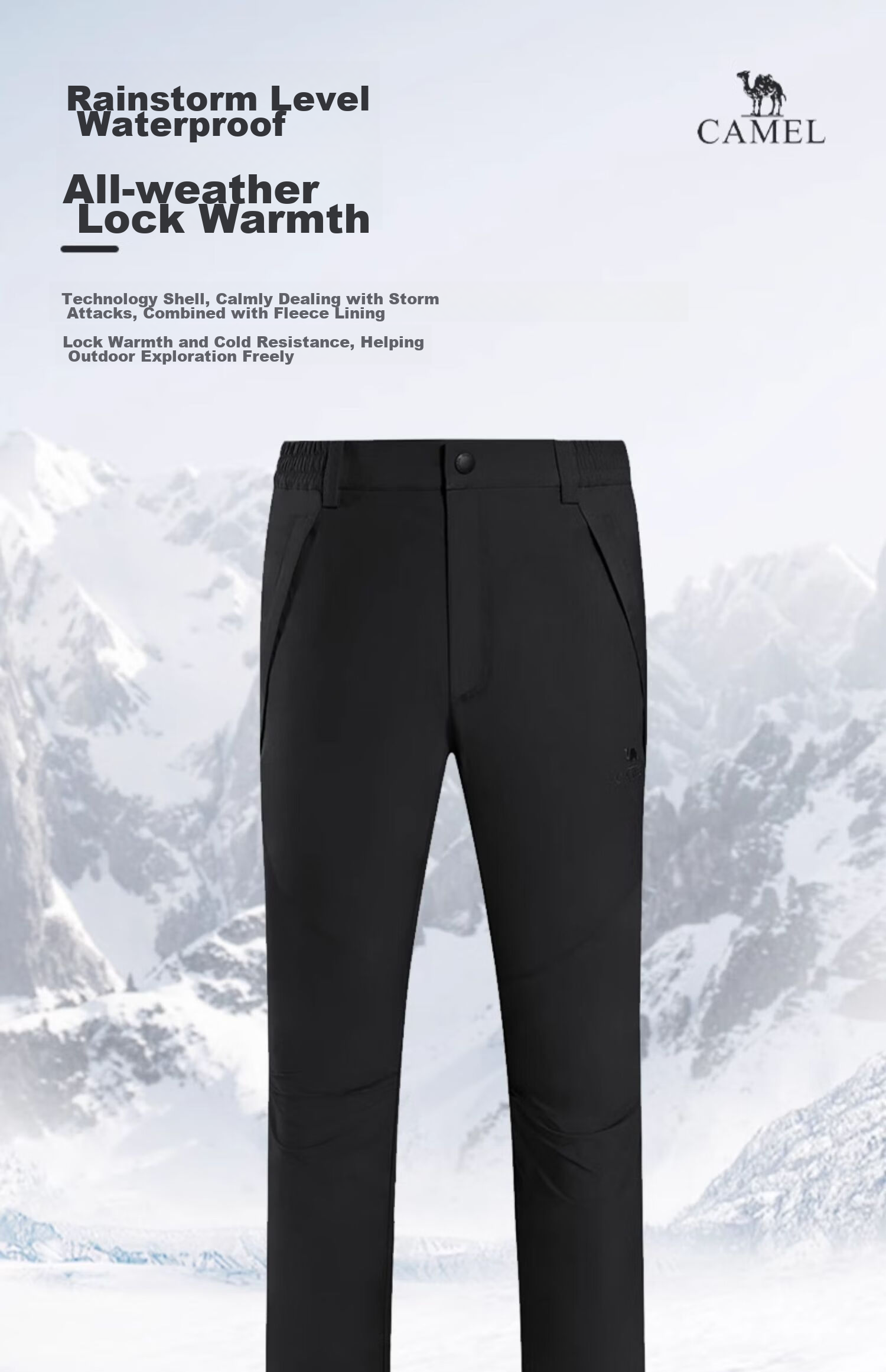 CAMEL Outdoor Waterproof Windproof Warm Hiking Pants for Men, Model A1W246119, Charcoal Gray, Size L 1