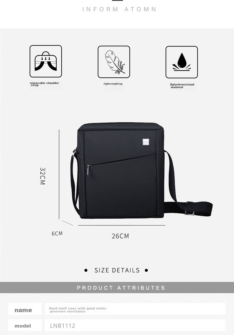 LEXON French LEXON Business Small Crossbody Bag, Casual Shoulder Bag, Apple IPAD Bag, Simple Style Men's Messenger Bag, Gift 2