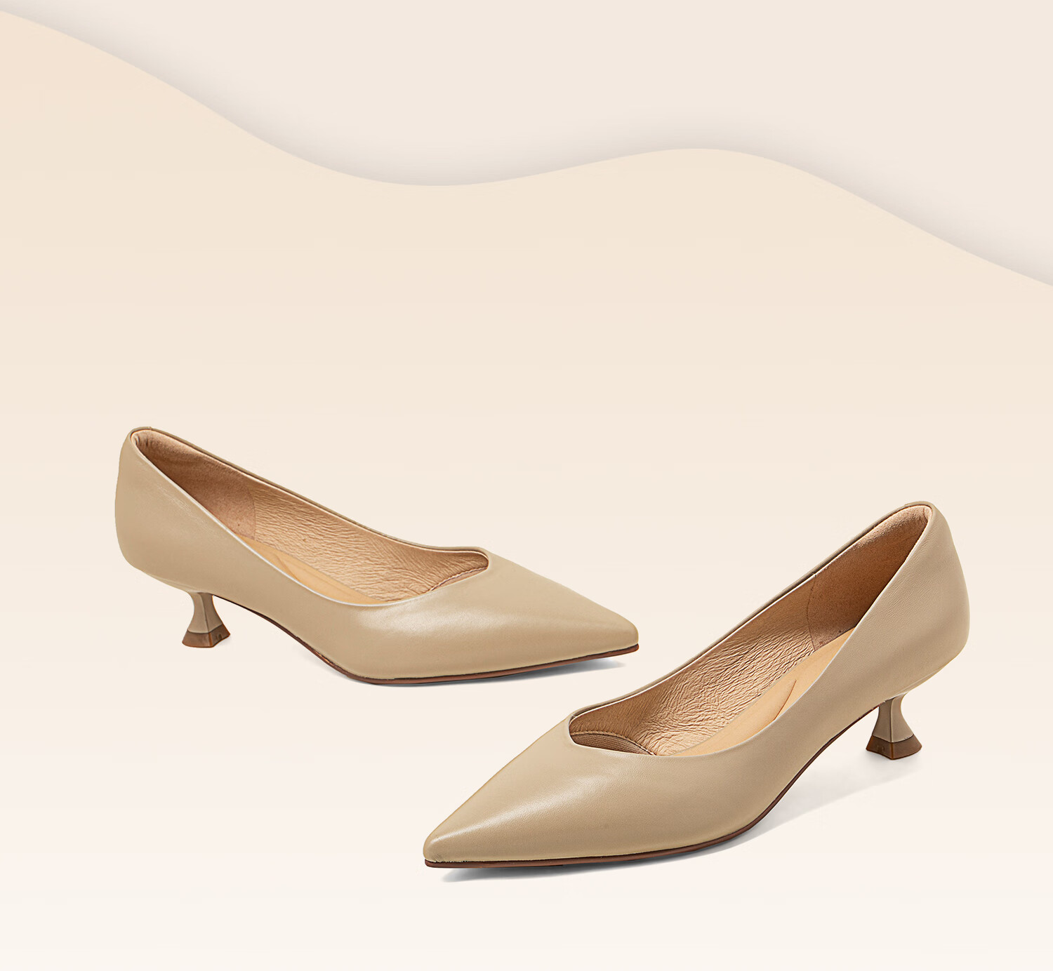 COMELY Elegant High Heels for Women, Spring And Summer New Black Commuter Women's Genuine Leather Pumps, Versatile And Comfortable, Apricot Color, Size 36 1