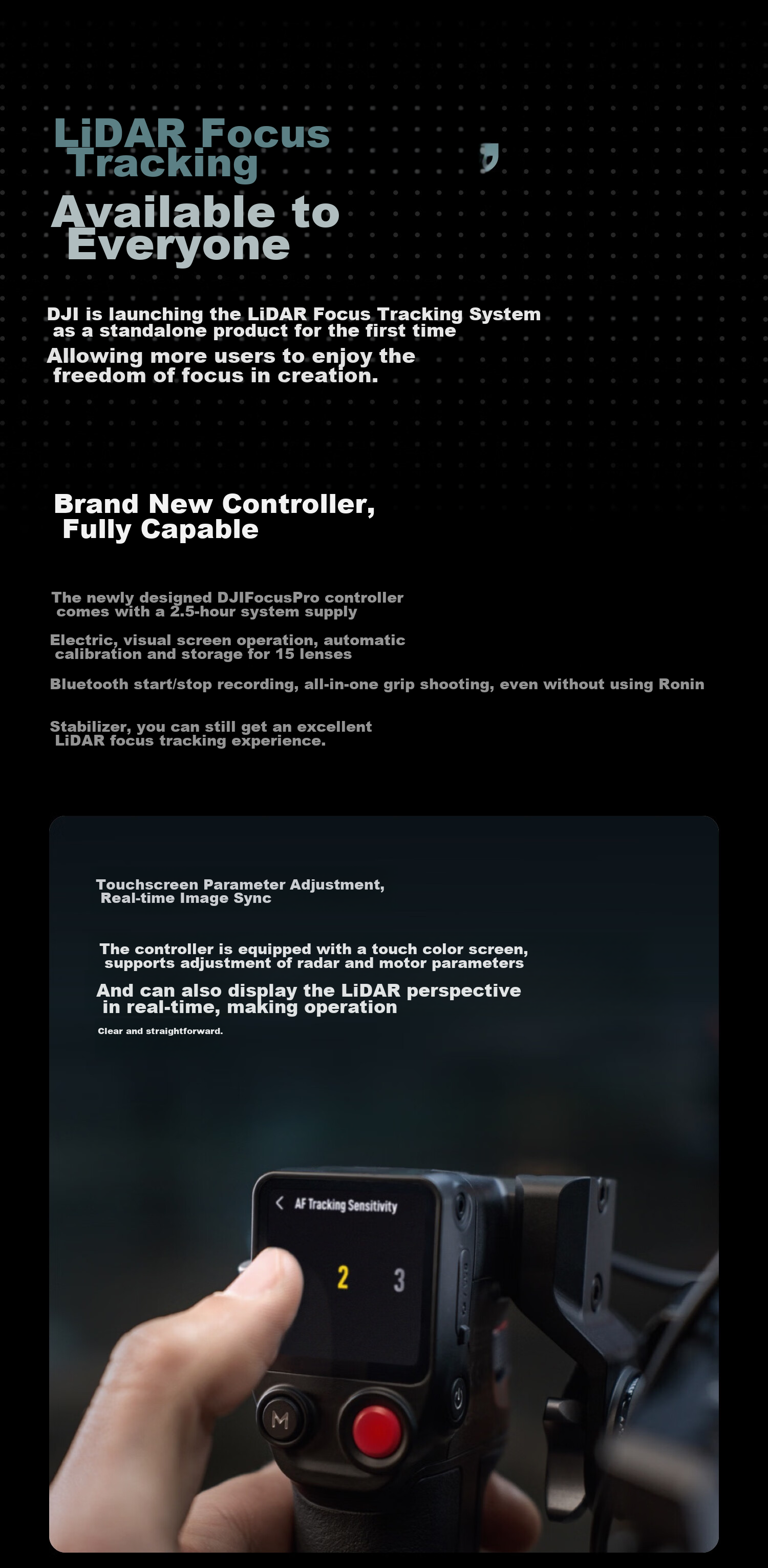 DJI Focus Pro Creative Edition, Handheld Integrated Lens Control System with AI Automatic Focus Tracking, 20-Meter Wireless Follow-Focus, LiDAR Oscilloscope 3