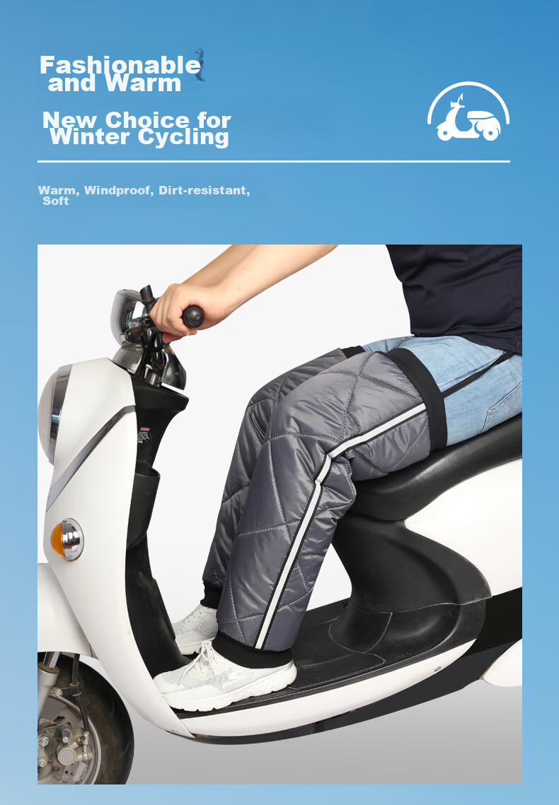 BWNK Winter Motorcycle Knee Pads, Electric Bike Bicycle Warm Cotton-Lined Leg Guards, Cold-Proof Cycling Protection for Men And Women, 60cm 13