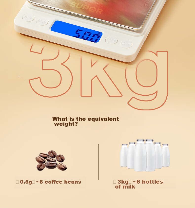 SUPOR Electronic Kitchen Scale, Home Digital Scale, Gram Scale, Baking Scale, High Precision Weight Scale, KDB03AM10 6