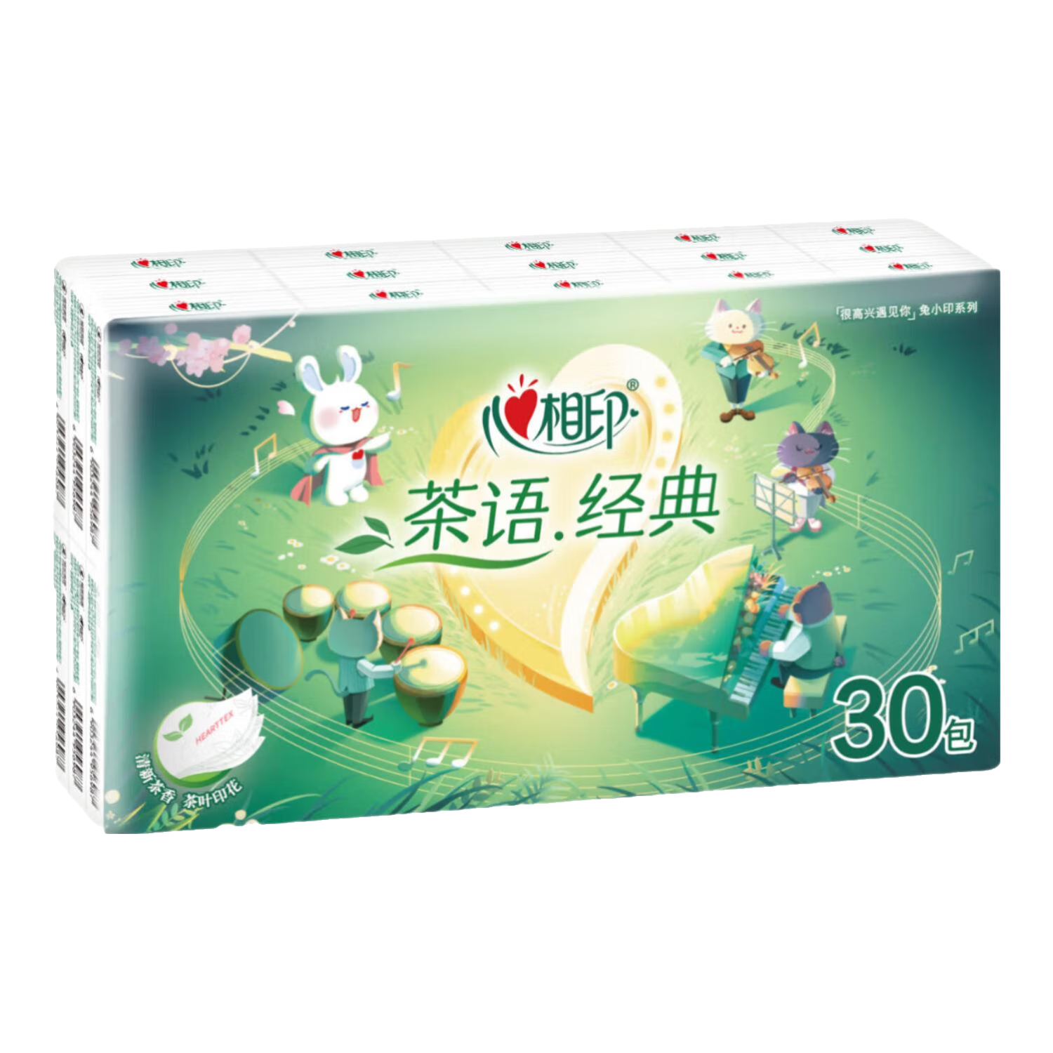 Mind Act Upon Mind Handkerchief Tissue, Classic Tea Flavor, 4-Ply 5 Sheets*30 Packs, Rabbit Small Print Floral Design, Portable Tissues, Water-Resistant And Not Easily Broke