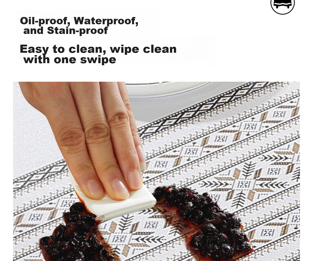 Ali Tablecloth, Waterproof, Oil-Proof, Scald-Proof, High-End Feel, Coffee Table Mat, Table Pad, PVC Dining Table Mat, Mediterranean Style, 1.2*1.6 9