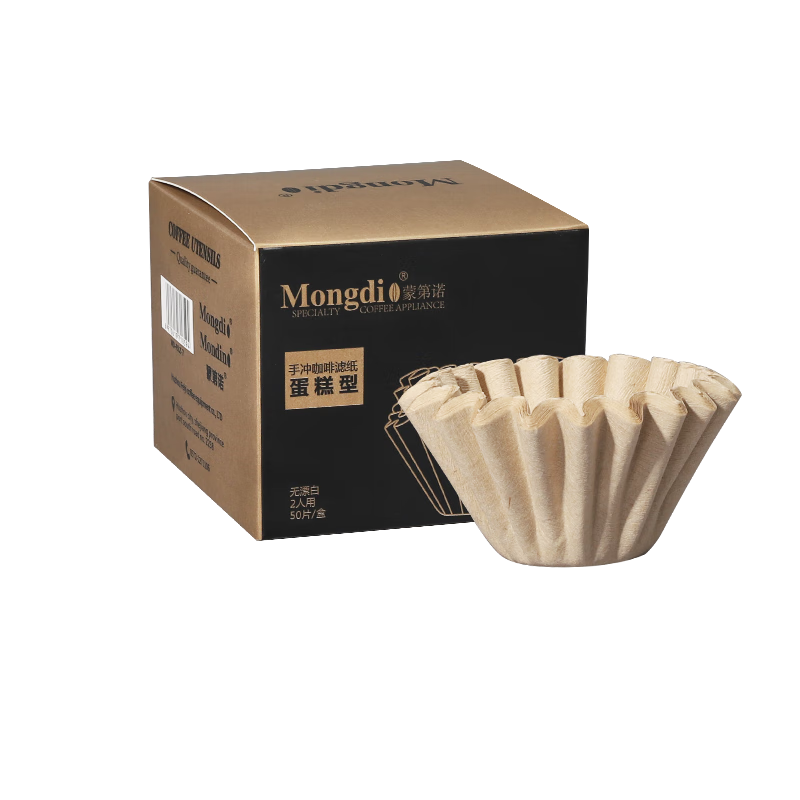 Mongdio Coffee Filter Papers, Cake-Shaped Filter Papers, Drip Coffee Filter Papers, Original Wood Pulp Cake-Shaped Filter Papers, 50 Pieces Per Pack