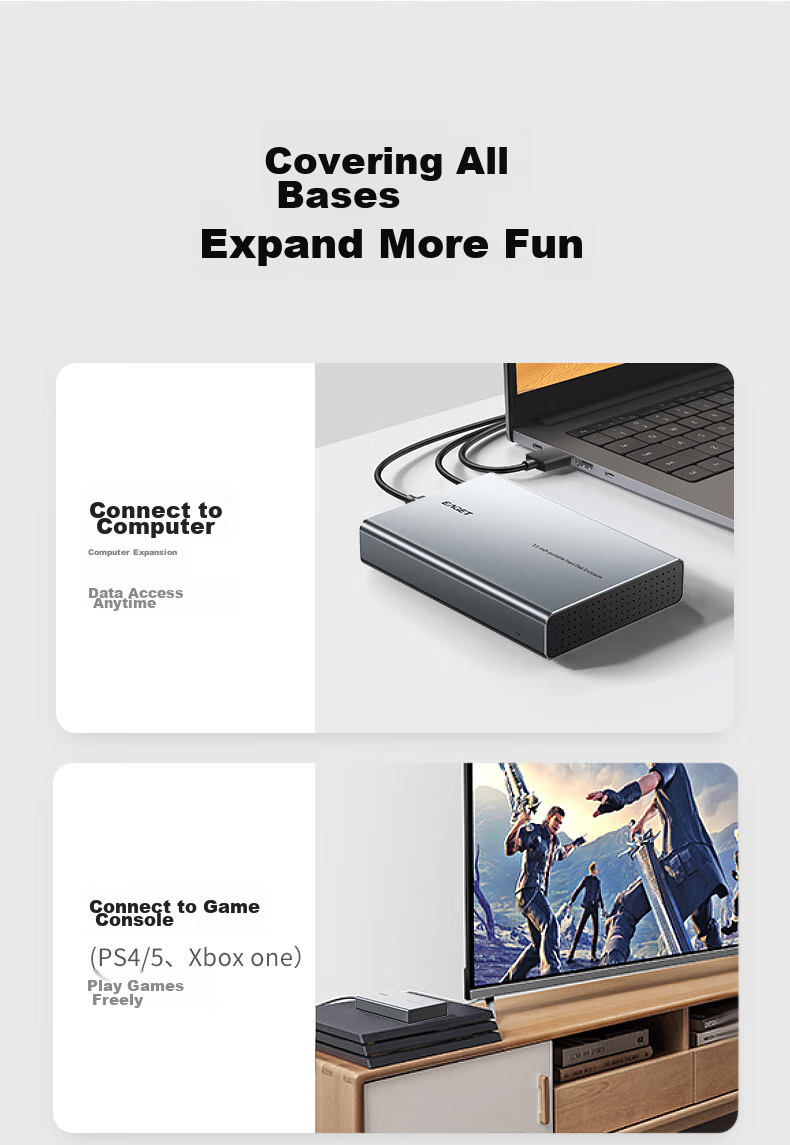 EAGET Type-C3.1 External Hard Drive Enclosure, 2.5/3.5 Inch, for Laptops And Desktops, SATA SSD/HDD Compatible, All-Aluminum Alloy, E351C 10