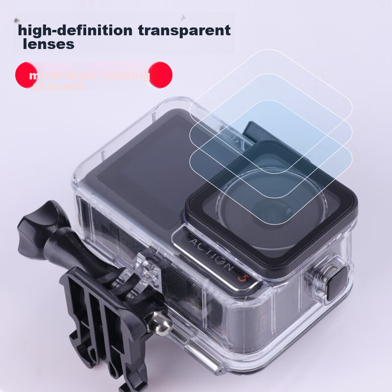 Earlymen Action5pro Waterproof Case, DJI OSMO Action5/Action4/Action3 Universal Action Camera Waterproof Cover with Touchscreen Back Shell, 40 Meters Waterproof