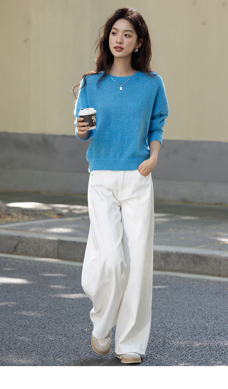 Dme [Blue Coastline] Brightening Basic Loose Pullover, Lazy Lightweight Spring And Autumn Knit Sweater for Wome 11