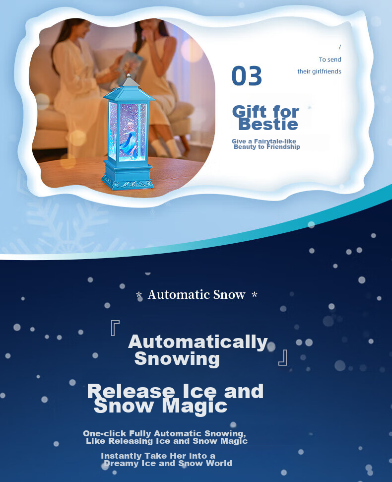Disney Frozen Elsa Princess Musical Music Box Crystal Ball for Girls Aged 7-14, Children's Birthday Gift Wind Lamp Elsa 10