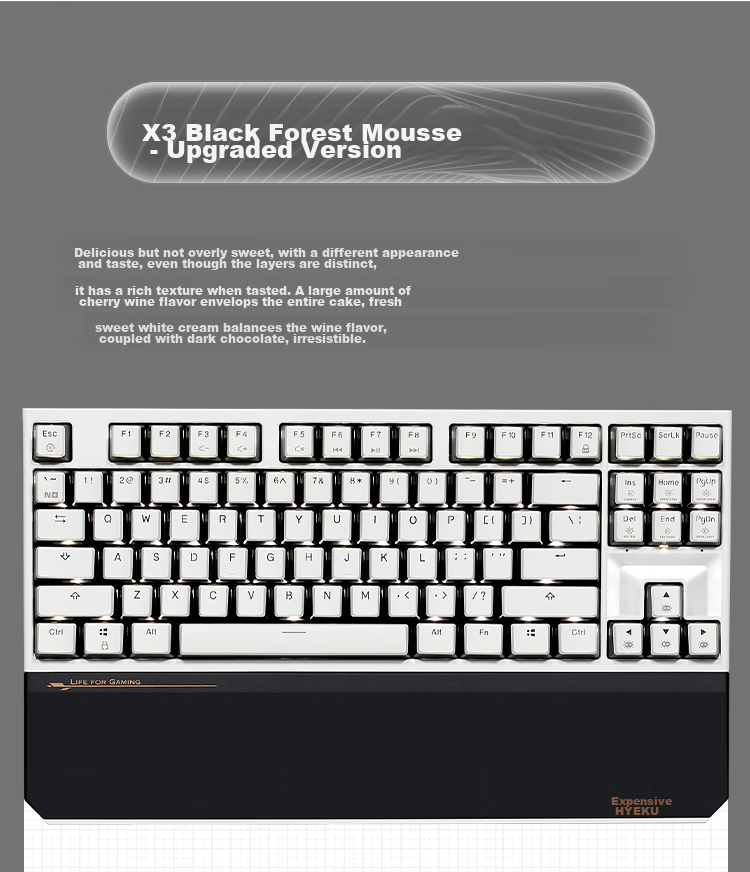 Hyeku X3Pro 87-Key Wireless Bluetooth Tri-Mode Mechanical Keyboard Hot-Swappable Sound-Absorbing Cotton PBT Keycaps with Clip-On Palm Rest Peach Soda BOX Sky Blue Switches 3