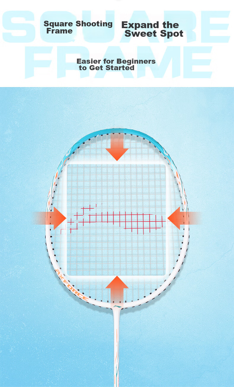 Li-Ning Badminton Racket, Single Racket, Carbon Composite Integrated Durable Badminton Racket, Leiting 9, Suitable for Children And Adults, White And Blue * 3