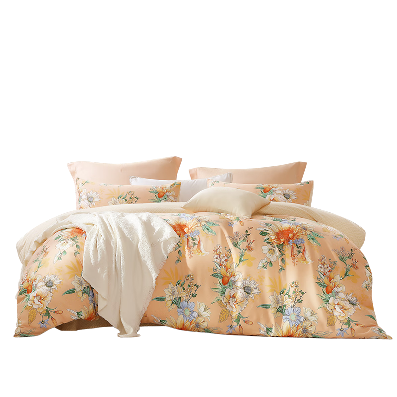 FUANNA Cotton Brushed Bedding Set, 100% Pure Cotton Double-Sided Thickened Warm Bed Sheet And Duvet Cover, 203*229cm