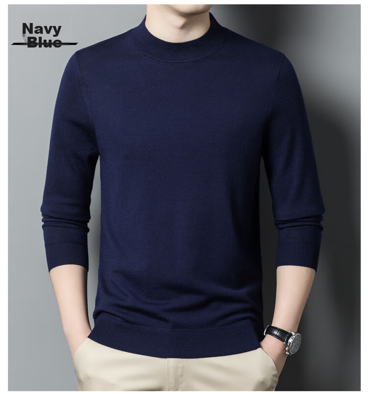 Hengyuanxiang 100% Wool Sweater for Men, Fine-Spun Machine Washable Pullover Turtleneck Base Layer, Pickled Green, 2XL (185) 15