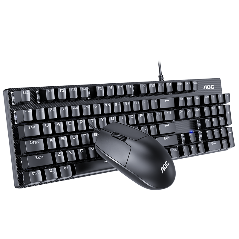 AOC GKM410 Mechanical Keyboard And Mouse Combo Wired Keyboard And Mouse Set for Gaming And Office Use Computer Laptop Keyboard Full-Size Black Red Switch
