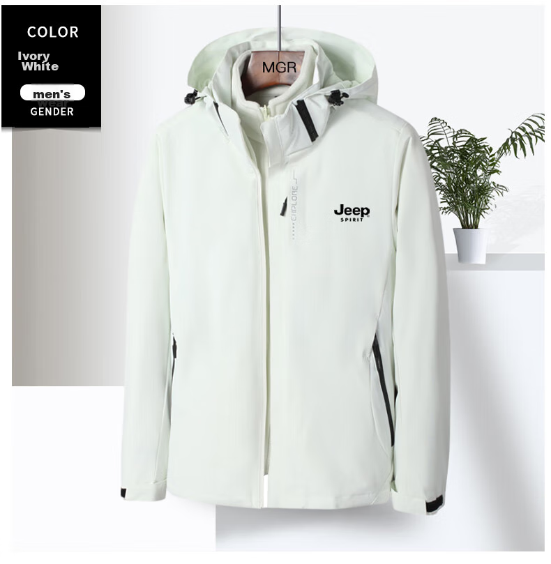 JEEP SPIRIT Men's Windbreaker Jacket for Spring, Autumn And Winter, Thickened Three-In Sports Mountaineering Coat, Black, XL 8