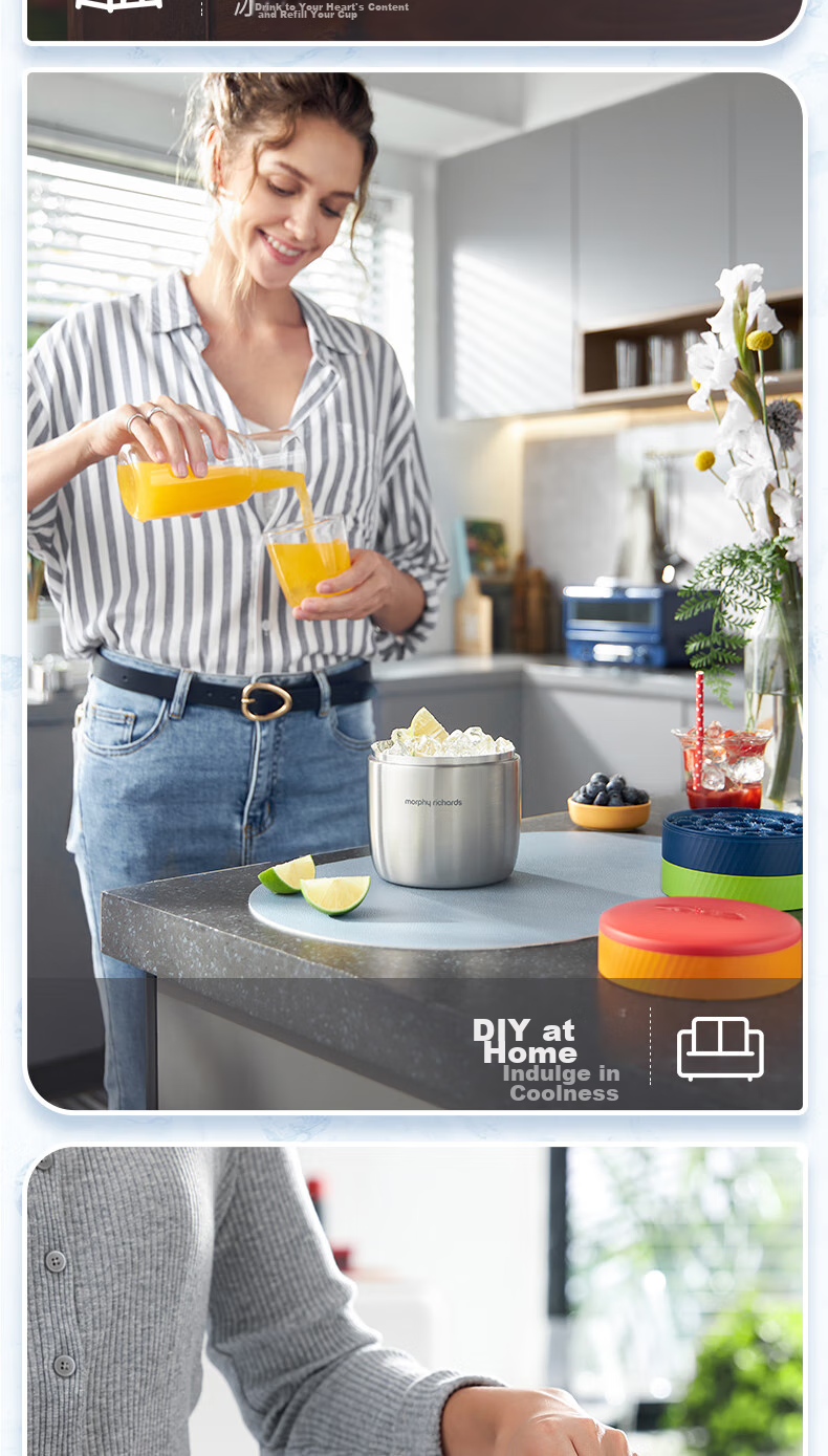 Morphyrichards Ice Cube Tray Mold, Three-Layer Ice Maker with Quick Release, Stainless Steel Ice Storage And Insulation Bucket, Home Ice Maker Mold MR1105 12