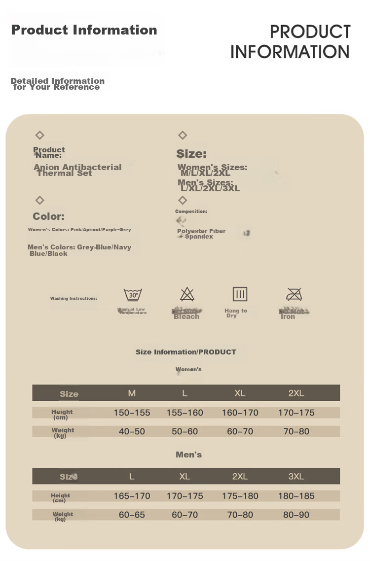 LangSha [Fall New Arrival] Men's Thermal Underwear Set, Antibacterial Thin Spring And Autumn Couple's Antibacterial Warm Base Layer 12