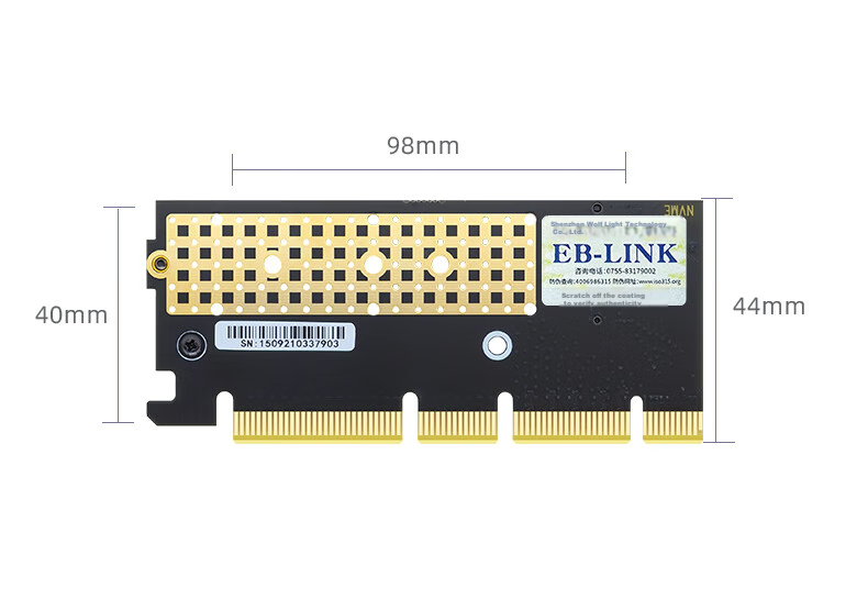 EB-LINK PCIe 4.0 X16 to M2 Expansion Card, Full Speed 64Gbps Single-Port M.2 Interface, NVMe Adapter Card for SSD Solid State Drive 9
