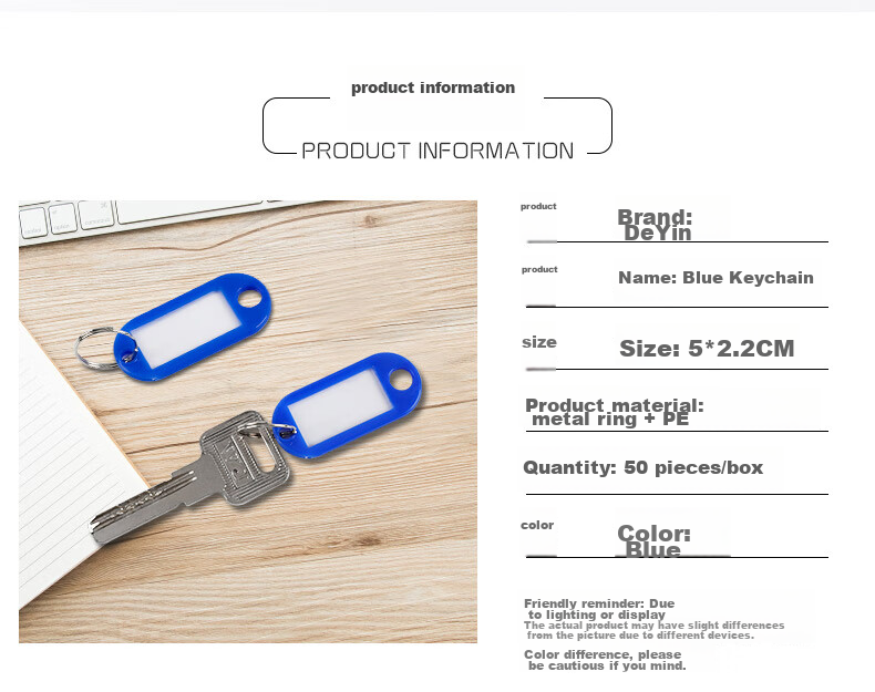 Befon Key Tag, Key Label, Keychain, Office Key Pendant, Office Supplies, Blue, 50 Pieces/box, 3C Digital Products, All-Net Low Price 4
