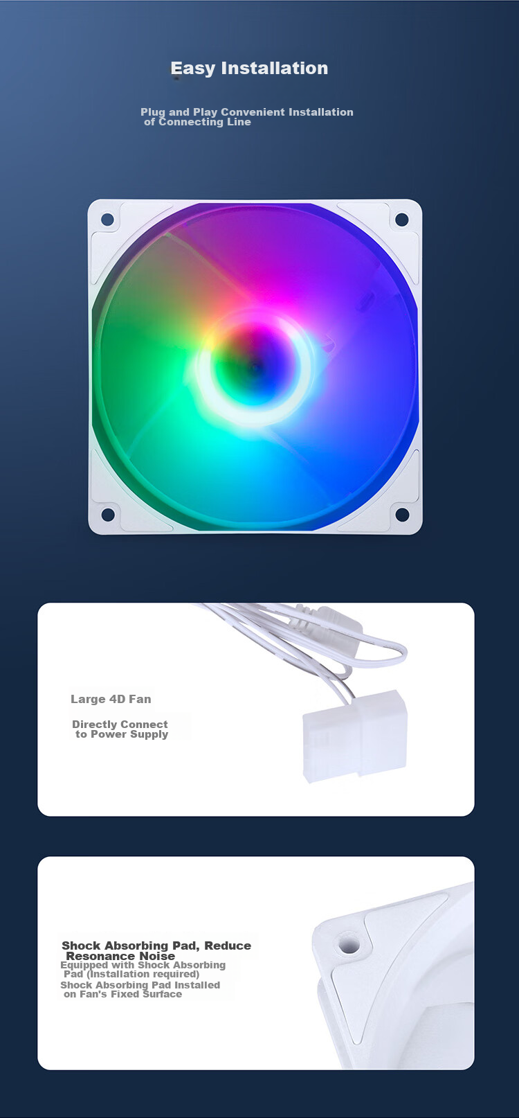 SAMA Ice Crystal 2S Snow Edition 12cm Case Cooling Fan (Tri-Color Fixed RGB Lighting, Axial Illumination, Large 4D Connector for daisy-Chaining, Hydraulic Bearing, Plug-And) 4