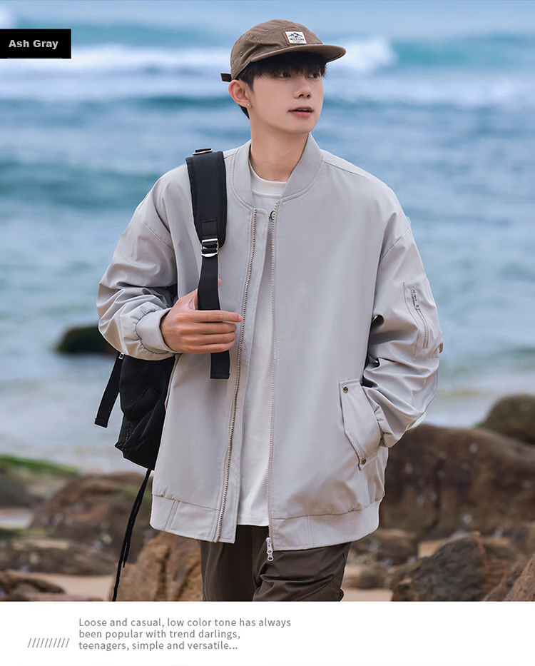 I'M DAVID Men's Flight Jacket, Windproof Spring And Autumn Casual Top, Commuter Sports Baseball Collar Coat, New Retro Moisture-Wicking 10
