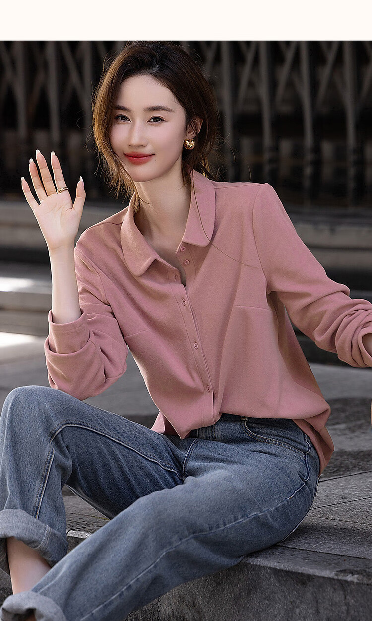 Dme [Luiri Xiaoxiang] Spring And Autumn French Yton Collar Moisturizing Warm Shirt Long Sleeve Elegant Blouse Women's Top 24