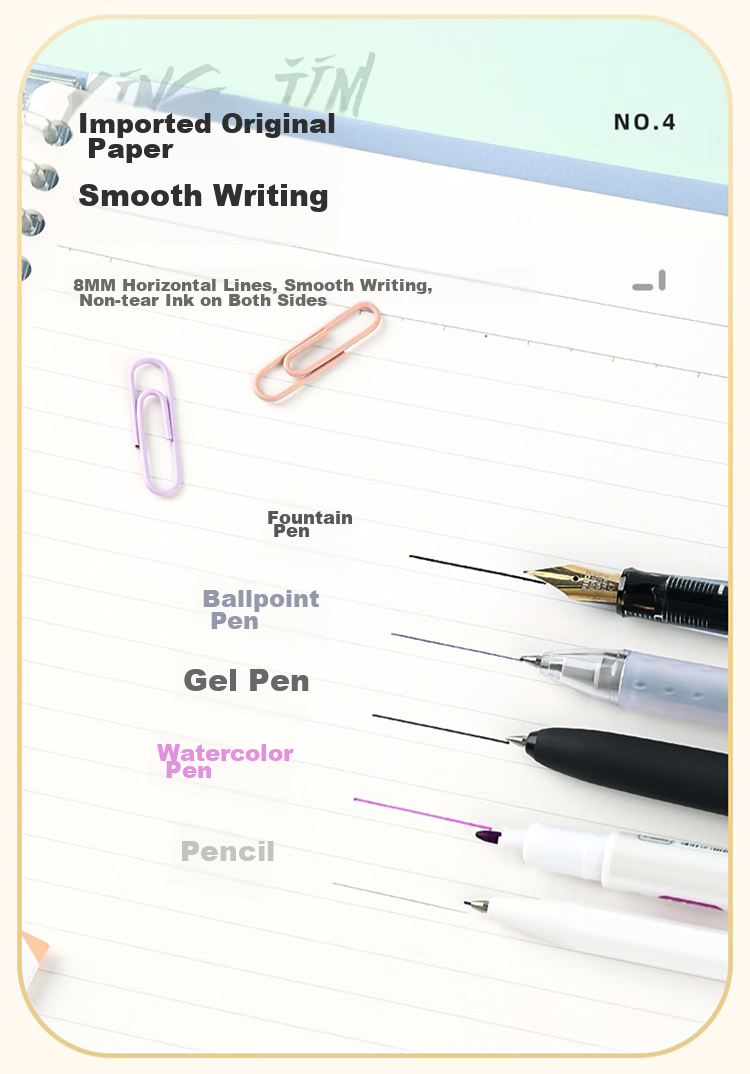 KINGJIM B5 Loose-Leaf Notebook, Business Office Journal, Diary, Spiral Notebook, 476TTE-GSR30 Pages, Pearl And Watercolor Paper 4