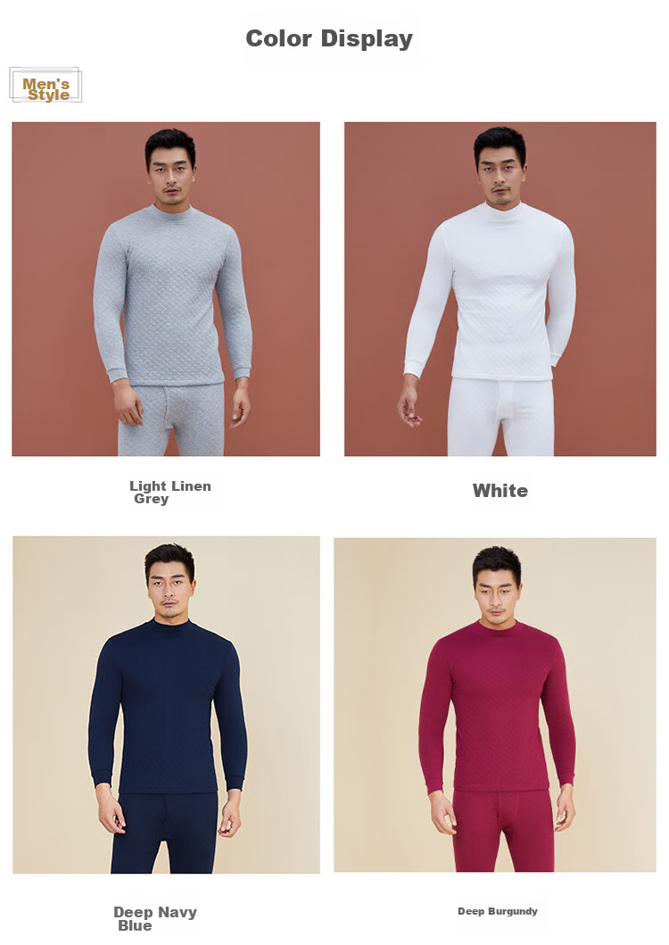 Yiershuang [Half Turtleneck Three-Layer Thickened] 100% Pure Cotton Thermal Underwear for Men And Women, Autumn Top And Bottom Set, Fall/winter 29