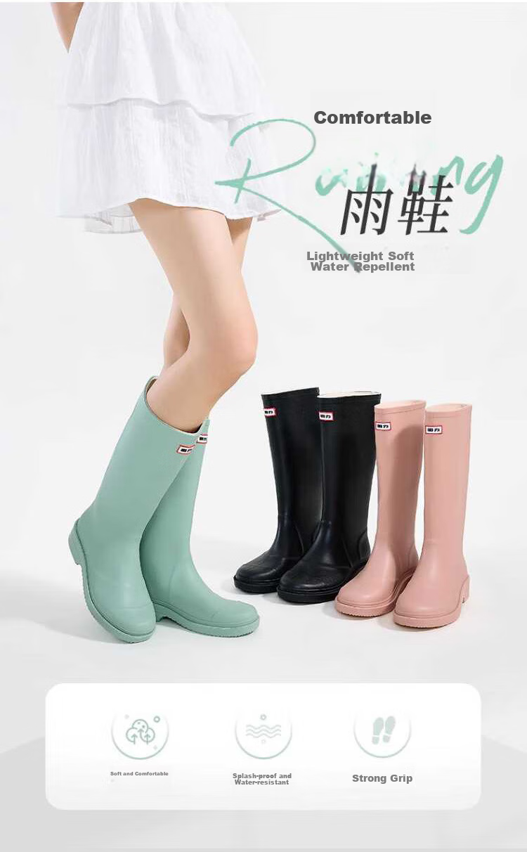 Warrior Rain Boots for Women, Fashionable Adult Tall Rain Boots, Water Shoes, Rubber Shoes, Overshoes, Water Boots HXLO33 Green 37 1