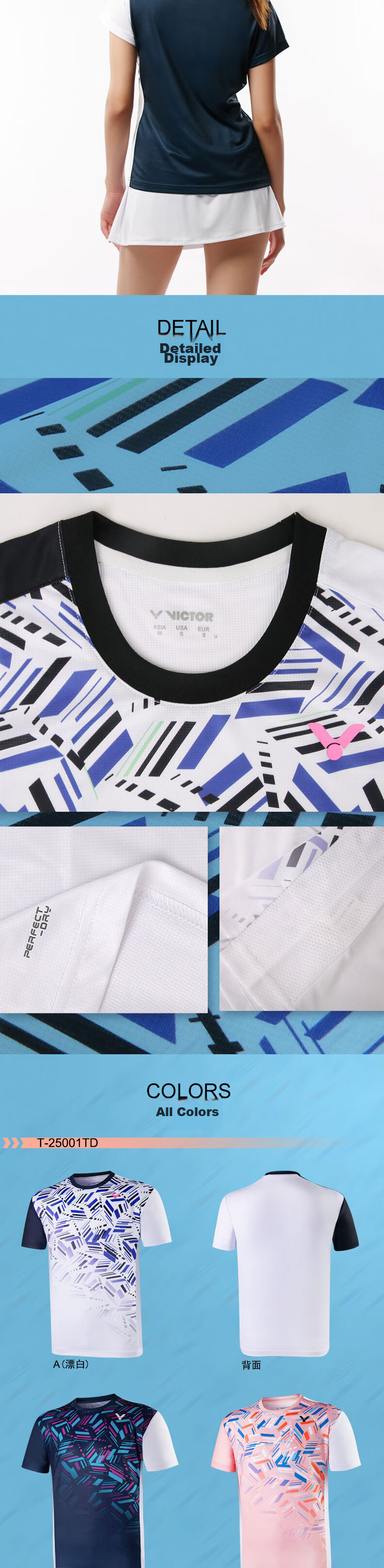 VICTOR Badminton Shirt, Breathable And Quick-Drying Women's T-Shirt, T-26001TD, White, M 3