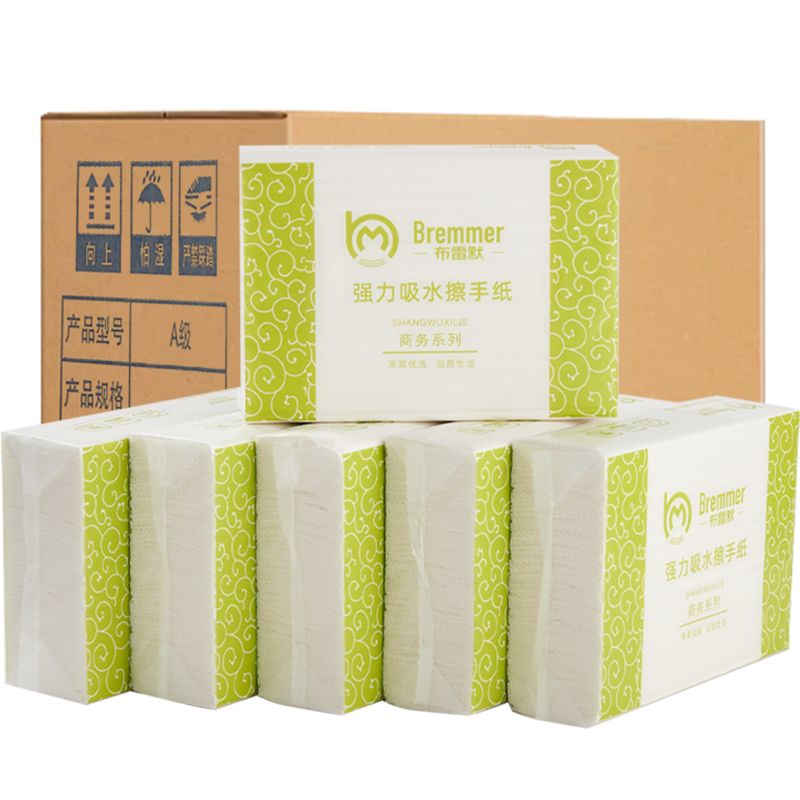 BREMMER Facial Tissues, 1-Ply, 160 Sheets*10 Packs, Large Size, Commercial Use, Hand Towels for Kitchen, Hotel, Bathroom, Dry Hand Paper, Whole Box