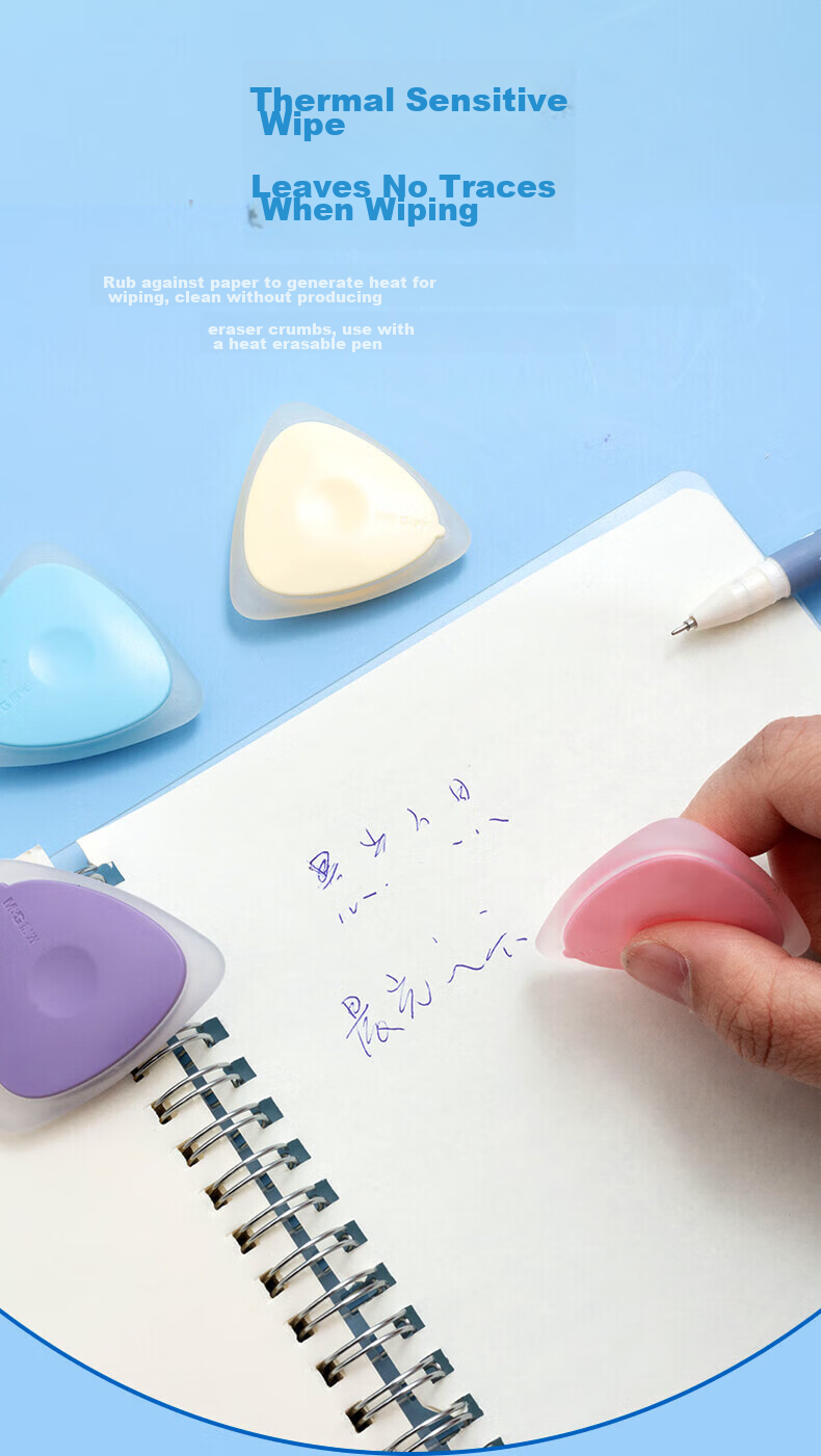 M&G Erasable Triangular Candy-Colored Rubber Erasers, Student Stationery, Random Colors, AXP39501, Pack of 3 4